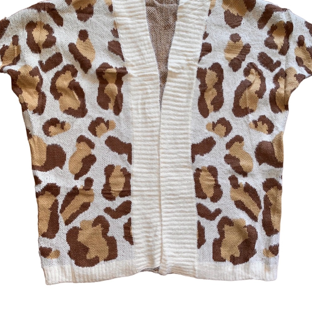 New Cozy Leopard Print Fuzzy Open Front Knit Card… - image 5